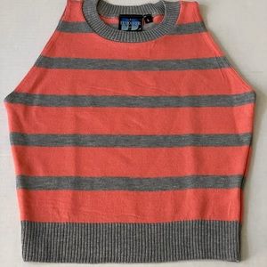 Elhoffer Design Cropped Sleeveless Sweater Top Striped Tank Top Women's Size Lg